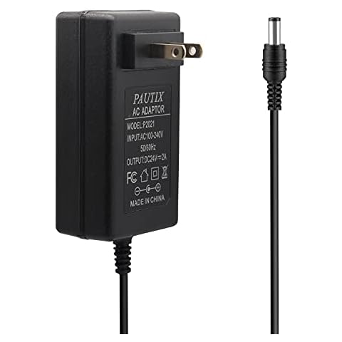 PAUTIX 24V DC Power Supply Adapter 24Volt 2A 48W AC to DC Converter Transformer 100-240V AC Input with 5.5 x 2.1mm US Plug for LED Strip, CCTV Camera Cover