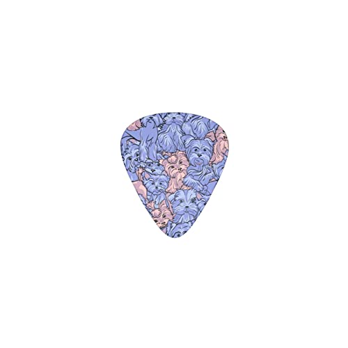 ブルーとピンク ヨークシャー・テリア デザインギターピック guitar pick ティアドロップ型 エレキギター/アコースティックギター/クラシックギター/ベース等の練習に最適な12枚セット