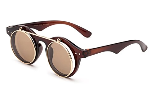 Classic Small Retro Steampunk Circle Flip Up Glasses/Sunglasses Cool Retro New Model4