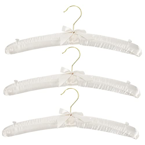 CHILDWEET 3pcs Non-slip Hanger Padded Clothing Hangers Closet Coat Hangers Satin Coat Hangers Padded Clothes Hangers Clothes Hanger Home Decor Cabinet Liner Sponge Padded Hangers White