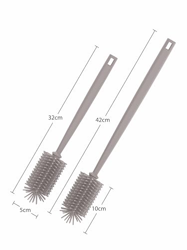 spottle Flaschenbürste Silikon - Reinigungsbürste mit langem Griff - Spülbürste lang & grau für Glas-Trinkflaschen - Bottle Brush