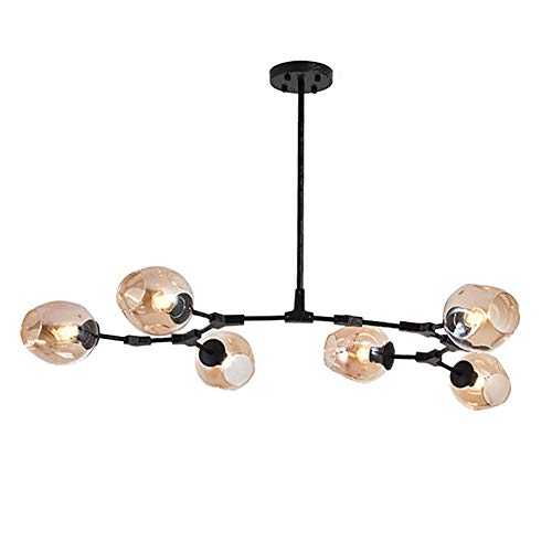 Plafonnier suspension or style rétro chic avec globes en verre pour salon