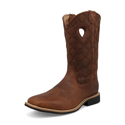 Twisted X Kid's Top Hand, New Wide Square Toe, Rawhide & Brown Patina, 2.5 M