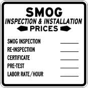 SMOG Inspection Price Sign - 24x24 - Non-Reflective | Rust Free Aluminum