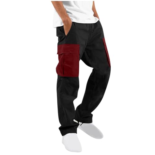 Men's Cargo Pants Casual Color Block Pocket Straight Leg Trousers Relaxed Joggers Hiking Workout Athletic Sweatpants