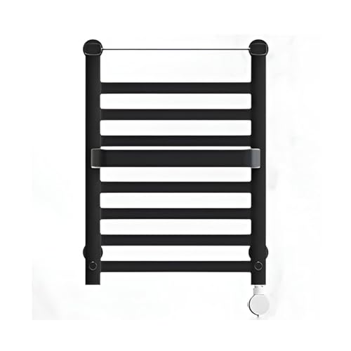 WRJAHCG Thermostat Handtuchheizung Handtuchwärmer,Aluminium Handtuchheizkörper Elektrisch,Badheizkörper Handtuchtrockner Mit Oberer Ablage,Black a,Right Wire