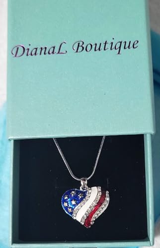 Dianal Boutique Patriotic Red White Blue American Usa Flag Heart Pendant Necklace 4Th Of July Independence Day Gift… thumb #3