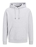 JACK & JONES Men's Relaxed Fit Hoodie JJEBRADLEY Sweat Hood NOOS Light Grey Melange Large