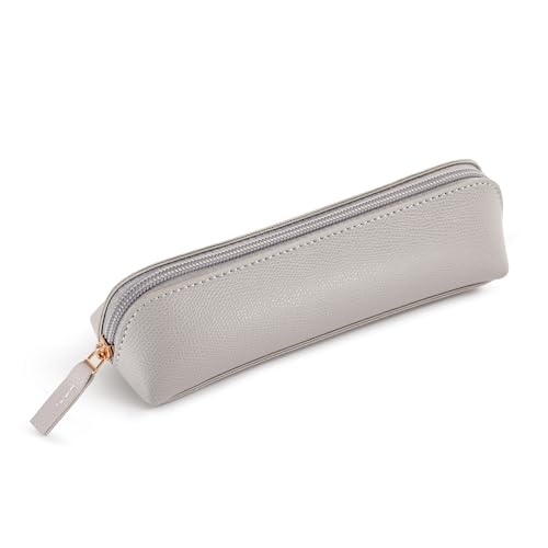 Miquelrius - Portatodo Ovalado, Estuche 1 Compartimento, Tamaño 190 x 55 x 30 mm, Material Exterior y Tirador de PU símil Piel, Cierre Cremallera, Color Gris