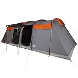Homelen Family Tunnel Tent Waterproof Grey Orange Polyester Gear with E-Port Ventilation - Gran refugio para exteriores para viajes familiares y aventuras en el patio trasero