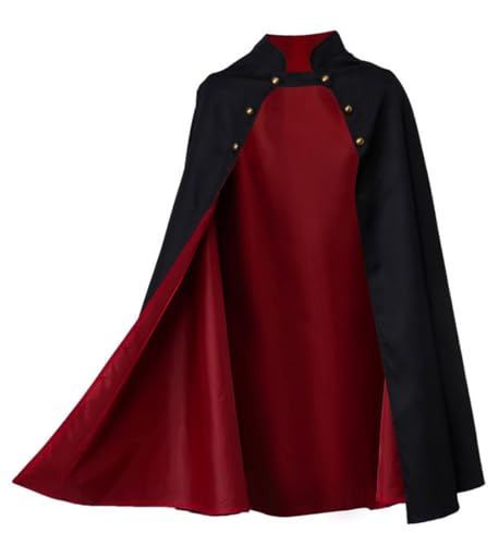 Adult Men Over Garden Wall Cosplay Robe Cape Wirt Mantle Cape Cloak Halloween Costume S-XXL (Black, XX-Large)