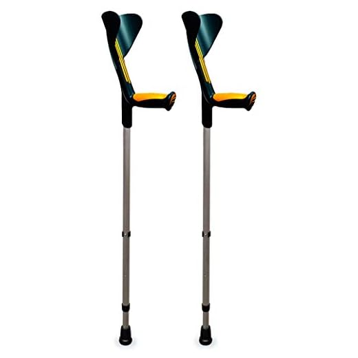 ORTONYX Forearm Crutches 1 Pair - Ergonomic Handle with Comfy Grip - High Density Sturdy Aluminum - 308lb Max / 200916