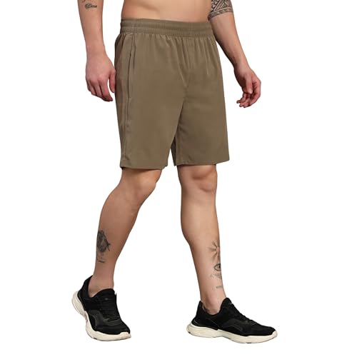 Image of ATICX Polyester Shorts for Men - Quick Dry Lightweight with Zipper Pockets - Gym, Running, Jogging, Training Half Pants for Basketball, Swimming, Badminton, Cycling, Football, Outdoor & Home Wear