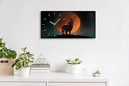 Image art moderne loup sur toile avec mécanisme horloge de précision