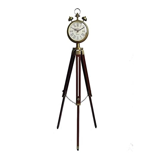 Vintage Wooden Clock Floor Clock Office Floor Clock Nautical Wooden Tripod Stand Clock Room Corner