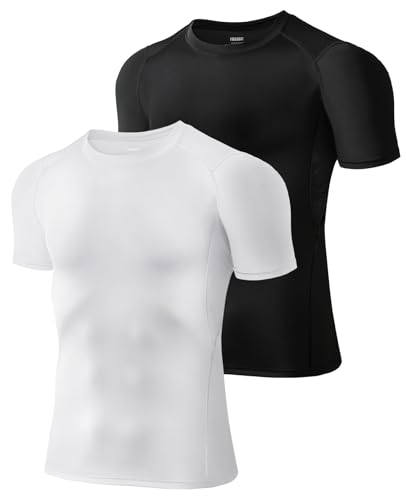 Tigersay Men's Compression Shirts, Short Sleeve T-Shirt Athletic Compression Tops Workout Sports Base Layer Undershirt