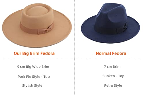 Pro Celia Big Wide Brim Women Fedora Hat (Oval-Rice) #TOP4