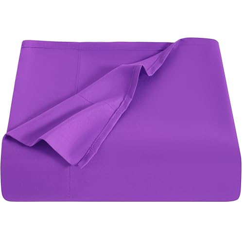 NTBAY Full Flat Sheet Only - Brushed Microfiber Flat Sheet - Soft, Wrinkle-Free, Fade-Resistant, Stain-Resistant, Top Sheet, Hotel Quality Flat Bed Sheet, Purple