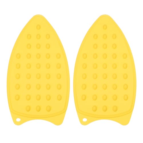 PATIKIL Tappetino in silicone per ferro da stiro, 2 pezzi, multiuso, resistente al calore, piastra protettiva per asse da stiro, resistente al calore, tappetino compatto per vapore, giallo