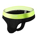 Men's Thongs Underwear Sexy Pouch G Strings Athletic Supporter Briefs Jockstrap (Black, Large)