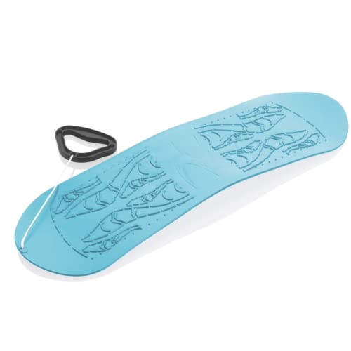 Plastkon Snowboard für Kinder von 3 Jahren - ohne Bindung aus hochwertigem Kunststoff - Schlitten Board mit Ziehschnur Griff - Anti Rutsch Oberfläche auf der Oberseite, Azurblau, 69 cm Cover