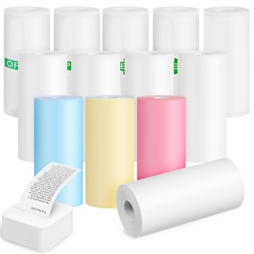 Hemobllo Instant Printing 13 Rolls Mini Thermal Paper 57x25mm Plain Printing Paper Roll Refill for Pocket Printer Sturdy Sticky