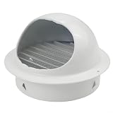 Cappa di scarico rotonda da parete in acciaio inossidabile con protezione in rete, per condotti d'aria da 50 mm a 200 mm, finitura bianca (160)