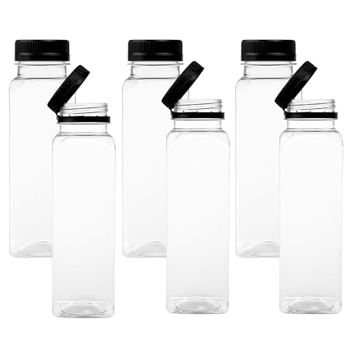 RoyalHouse Reusable Juice Bottles 6 Pack 11.8 Oz, BPA-Free Plastic, Leak-Proof Lids, Empty Bottles, Container for Juice, Smoothies, Water, and Meal Prep in a Box