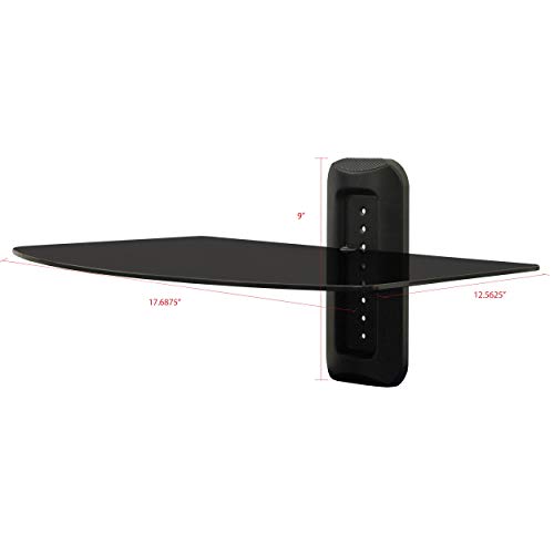 Atlantic Av Wall Mount Shelf For Dvd Components, Set Top Boxes, Cable Boxes, Streaming Devices And Dvrs With Black Glass Shelf Pn 63607077 #TOP6