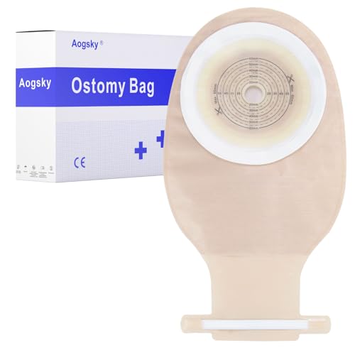 Lot de 50 sacs de colostomie pratiques, poches drainables découpées sur mesure, sacs de colostomie monobloc adaptés aux soins de stomie iléostomiques, adaptés aux fournitures de stomie de 15 à 60 mm