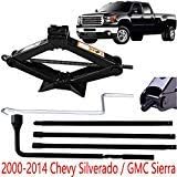 Hediy Premium Car Spare Tire Replacement Tools for Chevy Silverado/GMC Sierra 2000-2014, with 2 Tonne(4410lb) Scissor Lift Jack Kits