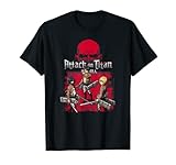 Attack on Titan 3 Main Characters Red Background T-Shirt