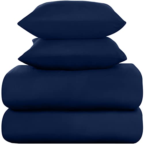 Image of Utopia Bedding Duvet Cover Set - Soft Microfiber 2 Duvet Cover 135x200cm with Pillowcases 80x80cm - Bedding Duvet Cover Set - Navy Blue