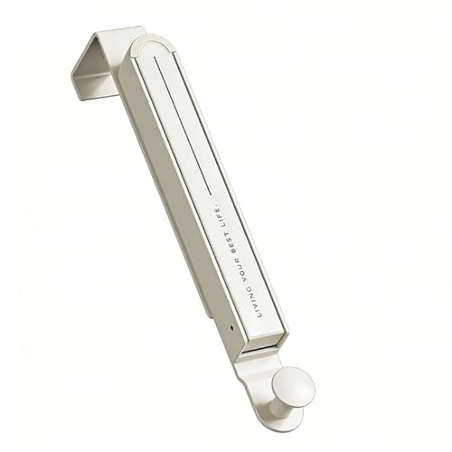 HURRISE Rack de Secagem sobre a Porta, Economizador de Espaço, Cabide de Alumínio Retrátil Dobrável para Roupas, Toalhas, Sacos Com Braçadeira Ajustável para Viagens No Quarto do (Branco Cremoso)