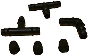 8 Raccordi A Gomito Per Tubo Irrigazione 13mm (1/2 Pollice) - Connettori In Plastica Nera Per Giardino, Kit Facile Installazione A Pressione