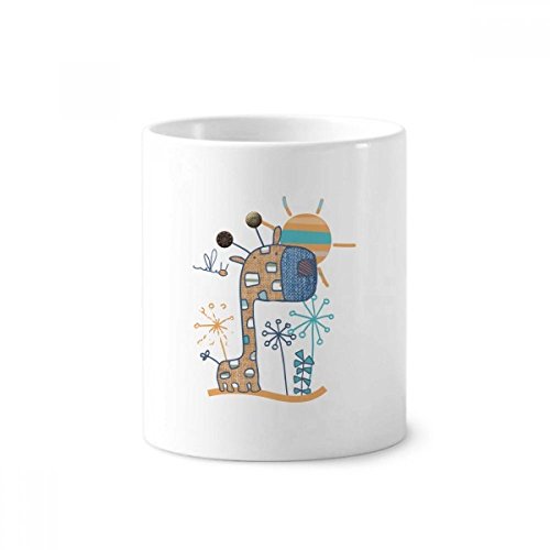 Girafe pot à crayons céramique blanche et tasse de table 350ml design animal cartoon