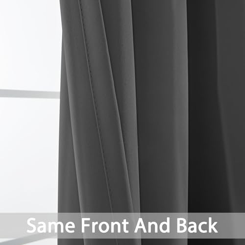 Yakamok Blackout Curtains for Bedroom, Thermal Insulated Room Darkening Curtains, Light Blocking Blackout Drapes for Living Room- 2 Panels,42x72 Inch, Charcoal Grey