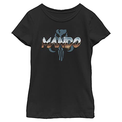 T-shirt Star Wars Mandalorian noir fille avec motif Mando chrome taille S