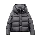Women's Short Hooded Loose Padded Full Sleeve Zipper Closure Broadcloth Fabric Parkas Slim Fit Outerwear Puffer Jacket