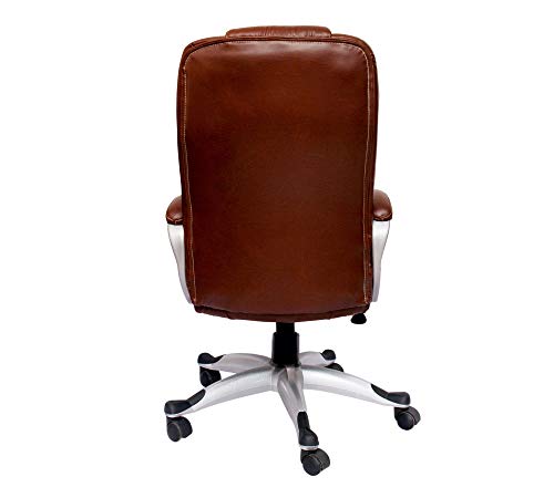 Image of High Back PU Leatherette Chair |Adjustable Height Chair| Executive & Director Chair | Nylon Handle & Wheel Base | Revolving Chair |Top Office Chair - (111012136 TanBrown)
