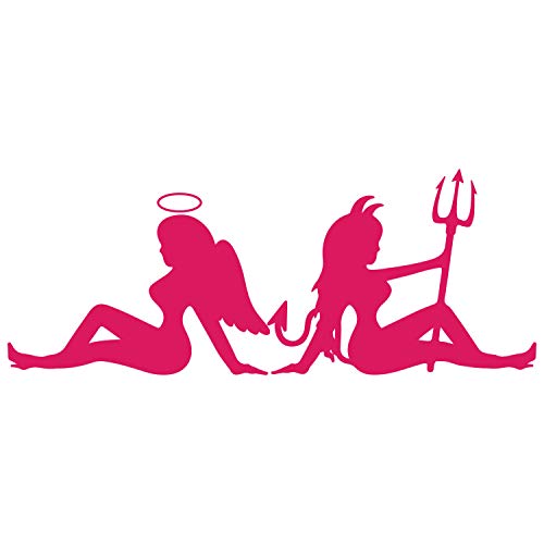 Sexy Angel And Devil Girl Silhouette Naughty And Nice Vinyl Decal Sticker Car Window Bumper Die Cut 7.5-Inches Premium Quality Uv Resistant Good And Evil (7.5 Inches, Hot Pink) Jmm00295Htpnk7 #TOP20