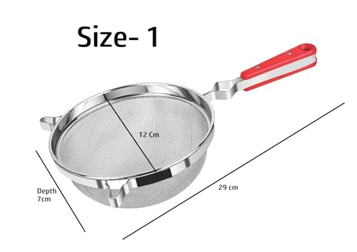Konquer TimeS Stainless Steel Soup & Juice Strainer/Liquid Filter Combo of 5 Sizes (Pack of 5)