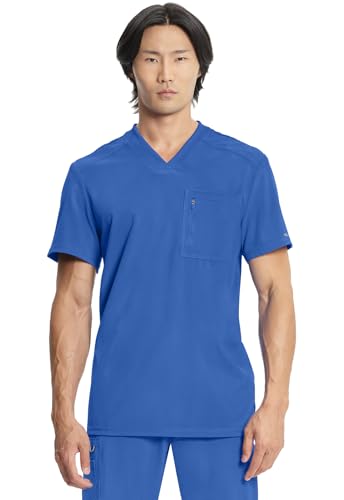 Image of Cherokee Infinity Mens Scrubs Top V-Neck Modern Fit 2 Pocket 360 Stretch