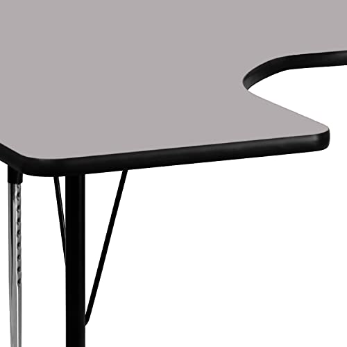 Flash Furniture 60''W X 66''L Horseshoe Grey Thermal Laminate Activity Table - Standard Height Adjustable Legs #TOP4