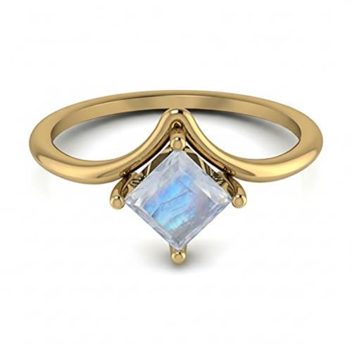 Bague en plaqué or jaune avec pierre précieuse princesse faite main