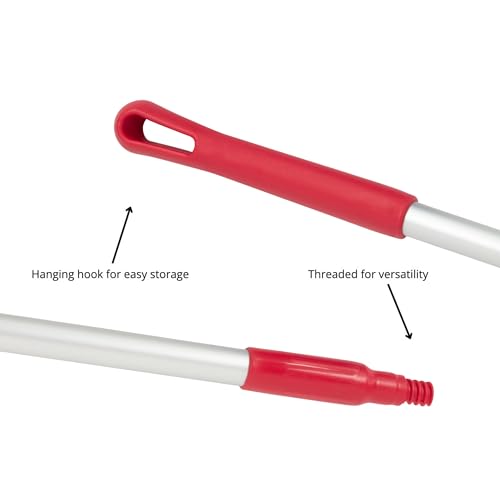 Image of SPARTA Adjustable Aluminum Broomstick, 48 inch Mop and Broom Handle Replacement with Color-Coded System for Environments with Harsh Cleaning Agents, Aluminum, 48 Inches, Red, (Pack of 12)