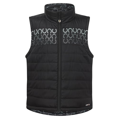 Kerrits Kids Ride The Wind Reversible Quilted Equestrian Vest – Warm Kids Horse Riding Vest for Winter, Fun Horse Print2