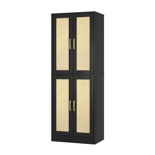 Storage Cabinet with Rattan Doors and Adjustable Shelves