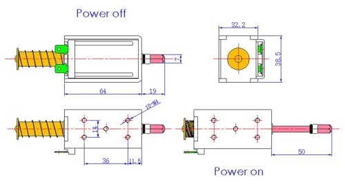 Solénoïde push 12V DC JSO-1264 à cadre ouvert pour automatisme