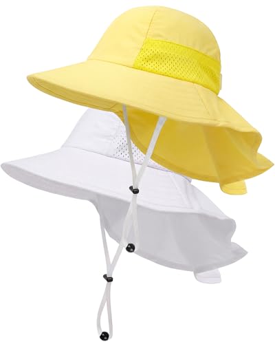 Image of Toddler Baby Sun Hat Kids Summer Beach Essentials Adjustable Beach Hats with Bucket Wide Brim for Boys Girls Age 0-14 Years